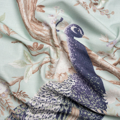 Cotton Canvas Print - Duckegg Peacocks in the Trees - British Imported