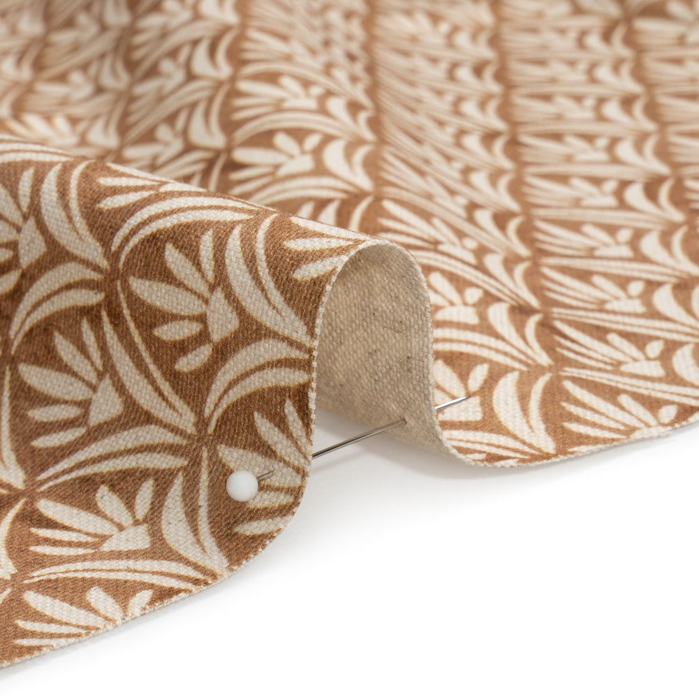 Cotton and Linen Canvas Print - Bronze Floral Arches - British Imported