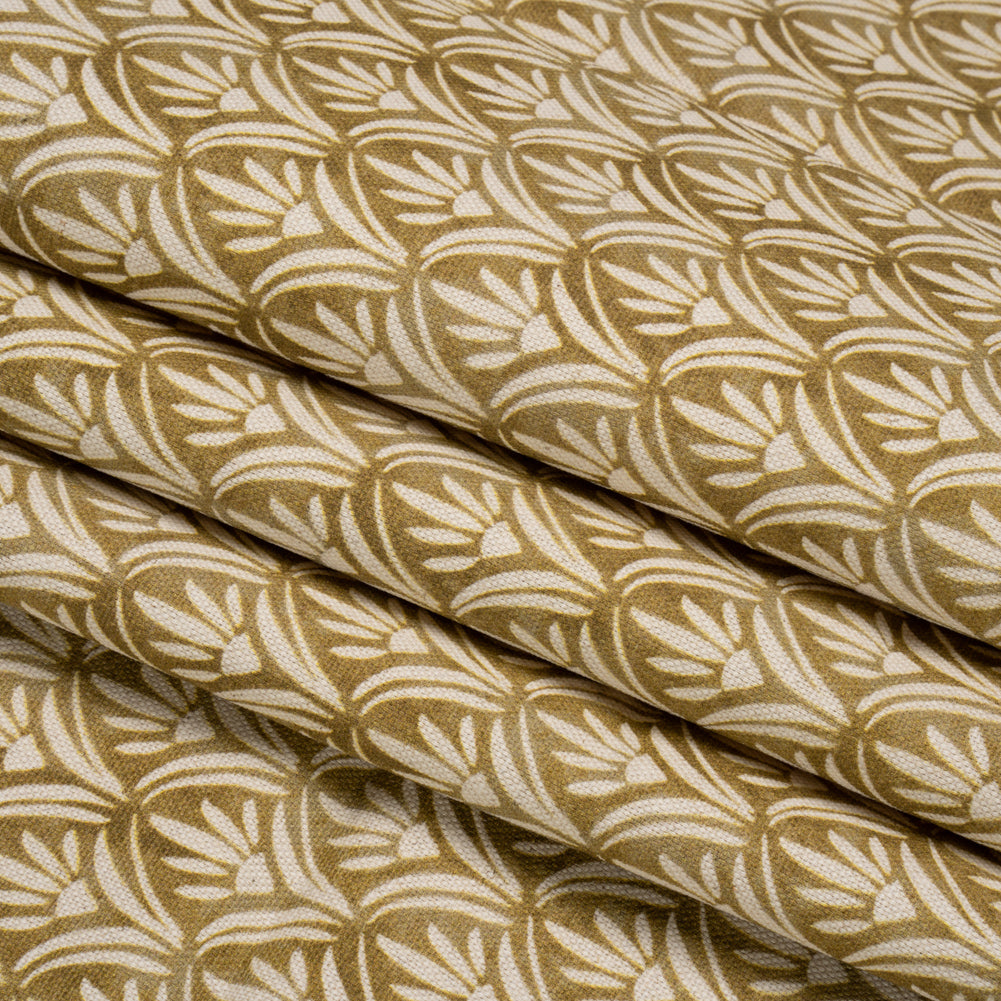 Cotton and Linen Canvas Print - Gold Floral Arches - British Imported