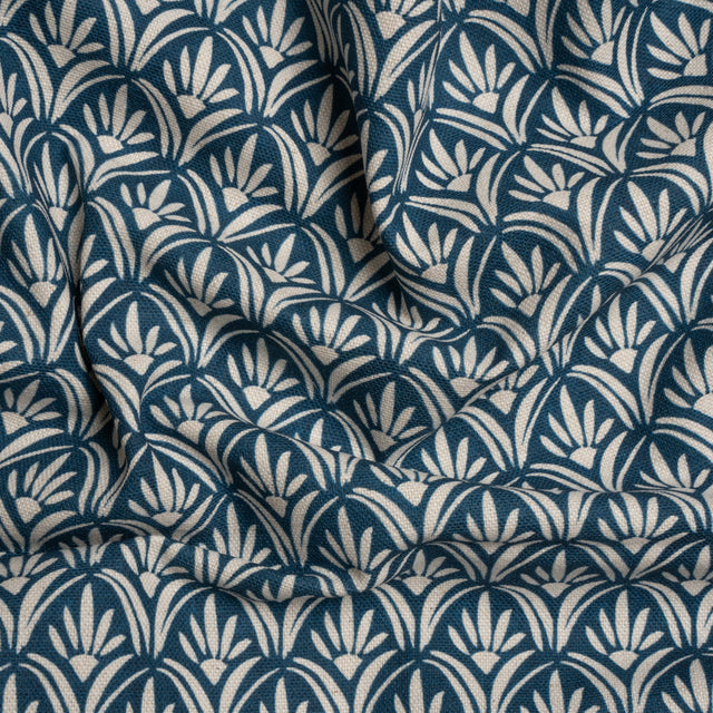 Cotton and Linen Canvas Print - Midnight Floral Arches - British Imported