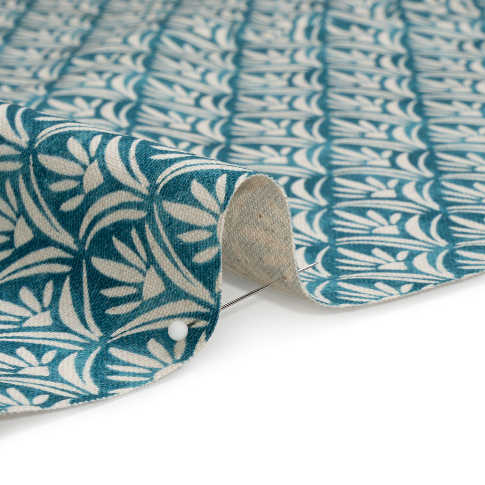 Cotton and Linen Canvas Print - Ocean Floral Arches - British Imported