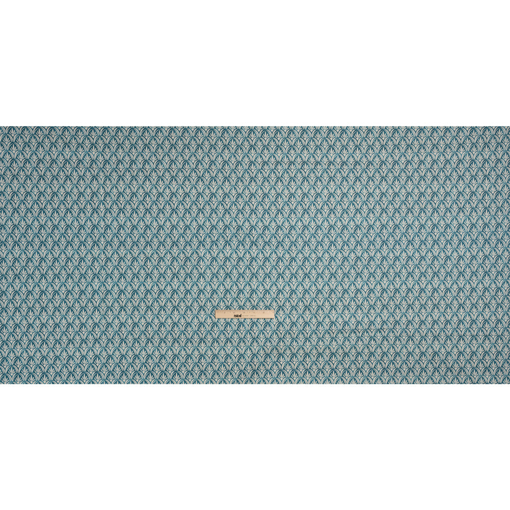 Cotton and Linen Canvas Print - Ocean Floral Arches - British Imported