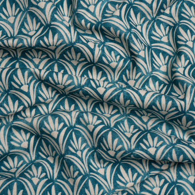 Cotton and Linen Canvas Print - Ocean Floral Arches - British Imported