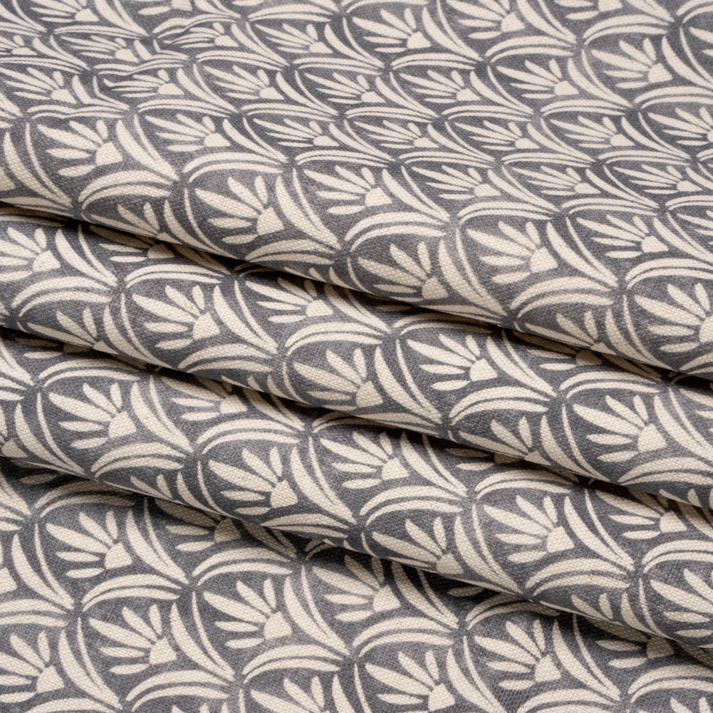 Cotton and Linen Canvas Print - Smoke Floral Arches - British Imported