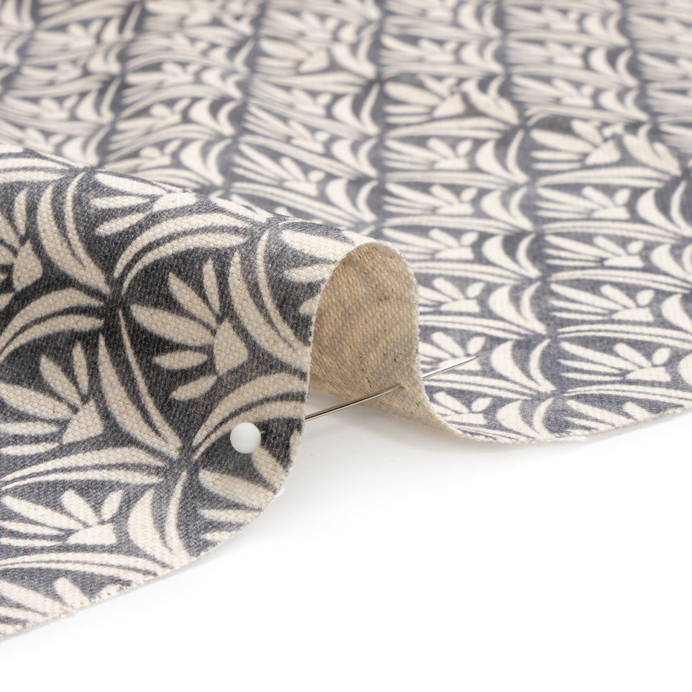 Cotton and Linen Canvas Print - Smoke Floral Arches - British Imported