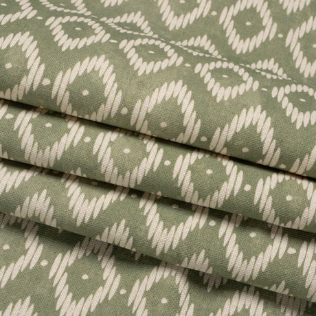 Cotton and Linen Canvas Print - Fern Diamonds and Dots - British Imported