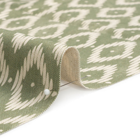 Cotton and Linen Canvas Print - Fern Diamonds and Dots - British Imported