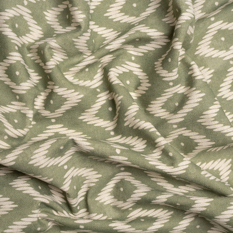 Cotton and Linen Canvas Print - Fern Diamonds and Dots - British Imported