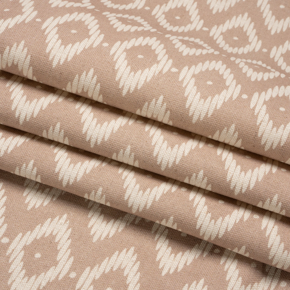 Cotton and Linen Canvas Print - Rose Diamonds and Dots - British Imported