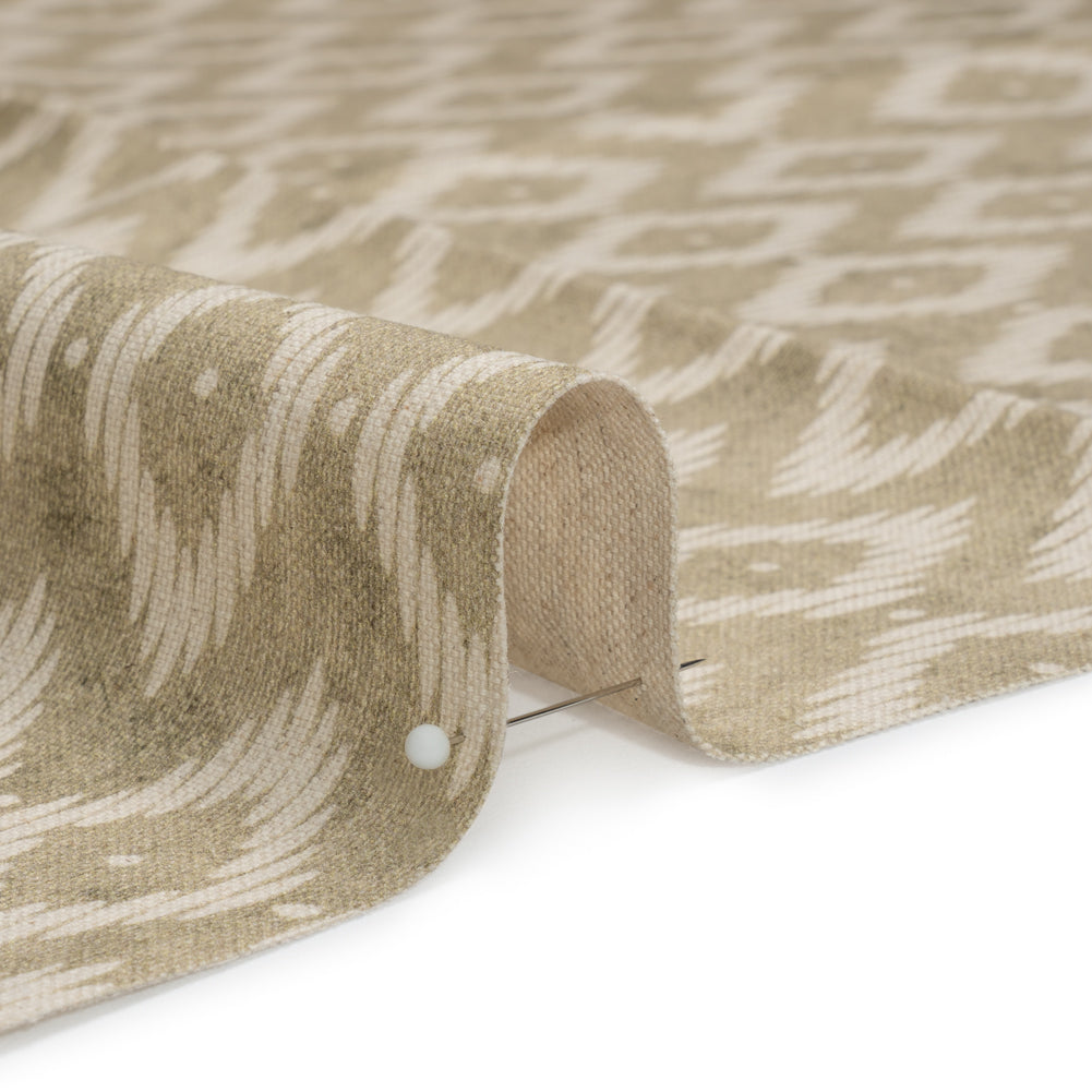 Cotton and Linen Canvas Print - Sand Diamonds and Dots - British Imported
