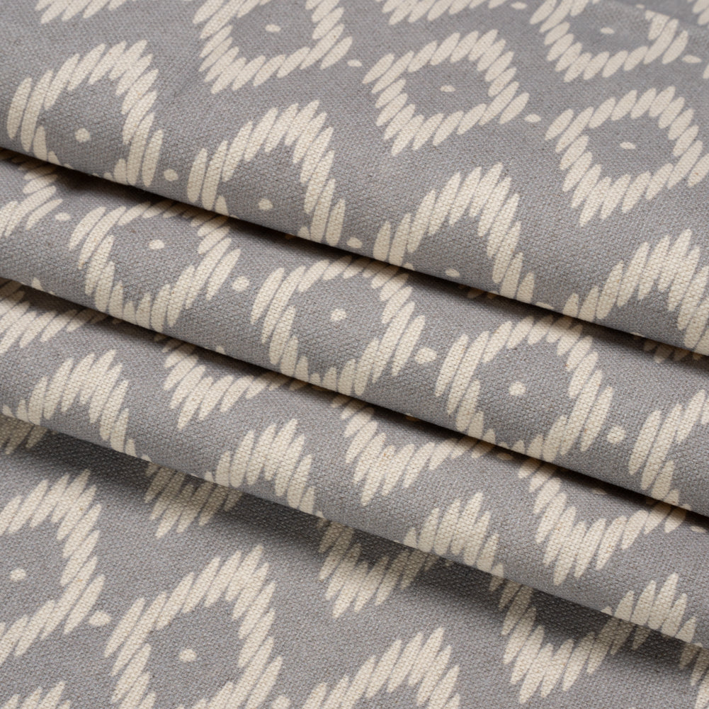 Cotton and Linen Canvas Print - Smoke Diamonds and Dots - British Imported