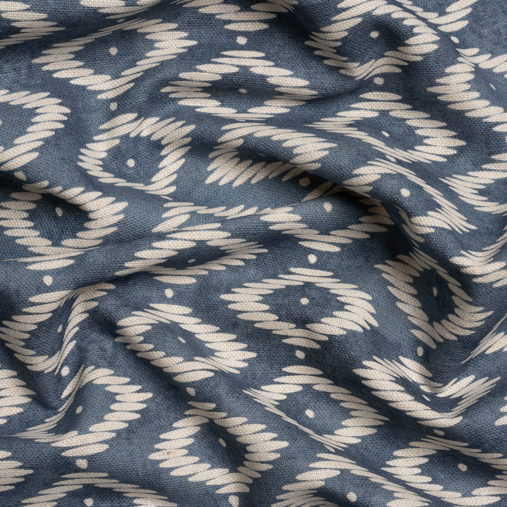 Cotton and Linen Canvas Print - Steel Diamonds and Dots - British Imported