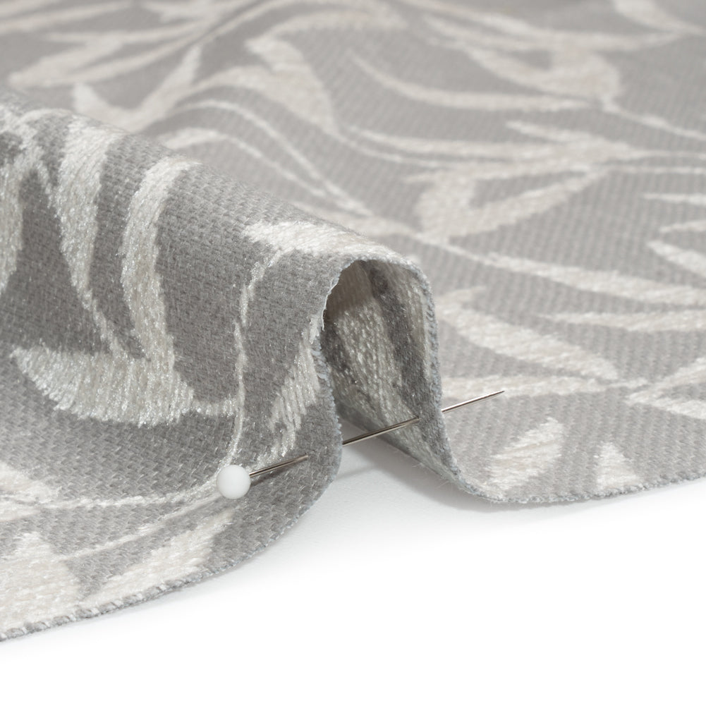 Chenille Drapery Jacquard - Steel Willow Leaves - British Imported