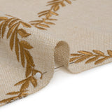 Embroidered Slubbed Drapery Woven - Amber Leafy Lattice - British Imported