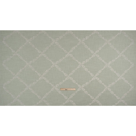 Embroidered Slubbed Drapery Woven - Duckegg Leafy Lattice - British Imported