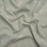Embroidered Slubbed Drapery Woven - Duckegg Leafy Lattice - British Imported