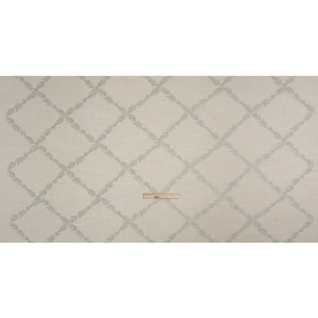 Embroidered Slubbed Drapery Woven - Sage Leafy Lattice - British Imported