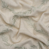 Embroidered Slubbed Drapery Woven - Sage Leafy Lattice - British Imported