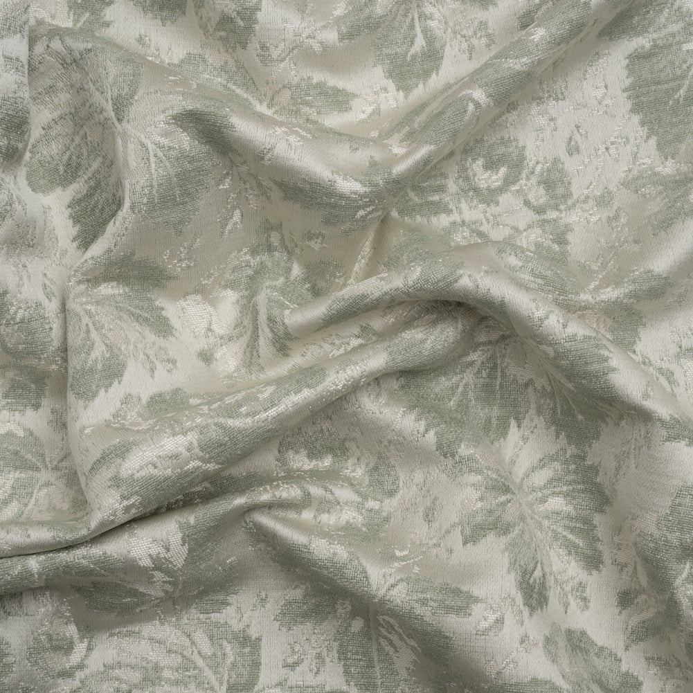 Drapery Jacquard - Duckegg Leaves and Buds - British Imported