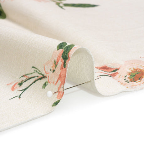 Brushed Cotton Canvas Print - Natural Elegant Floral - British Imported