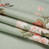 Brushed Cotton Canvas Print - Sage Elegant Floral - British Imported