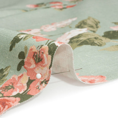 Brushed Cotton Canvas Print - Sage Elegant Floral - British Imported