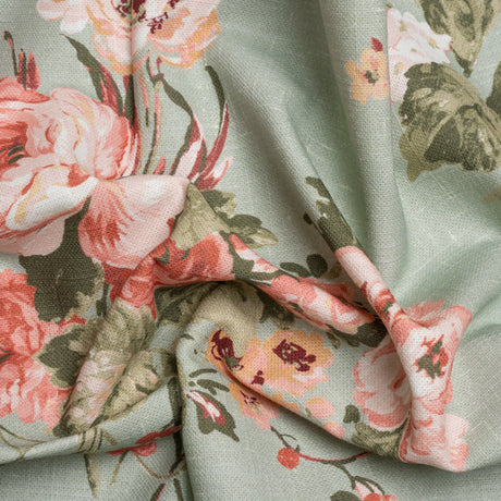 Brushed Cotton Canvas Print - Sage Elegant Floral - British Imported