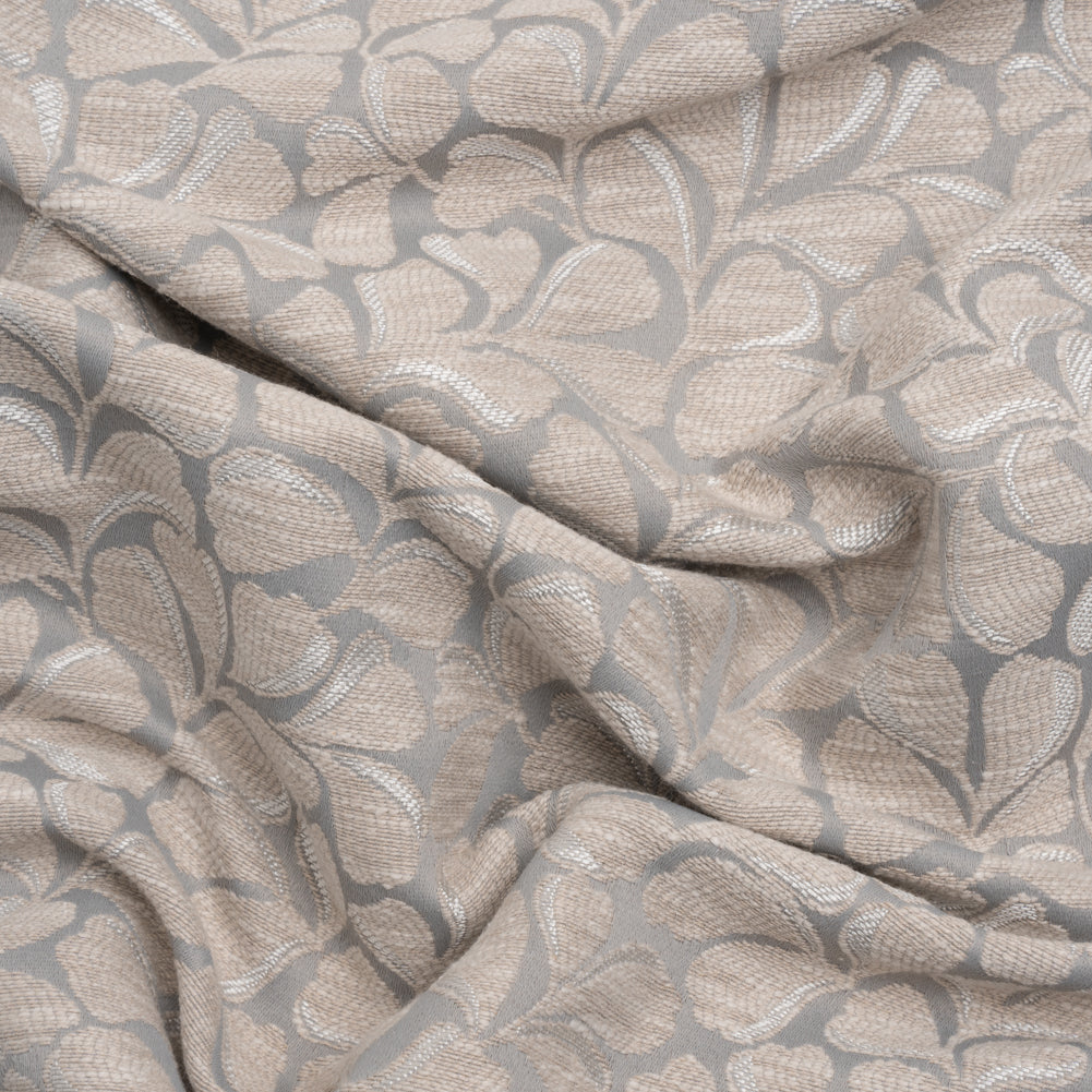 Drapery Jacquard - Almond All-Over Leaves - British Imported