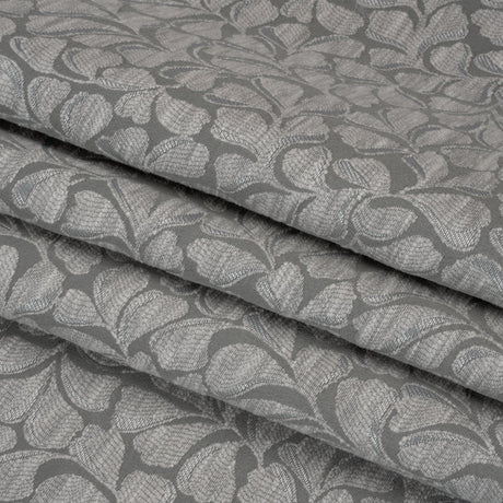 Drapery Jacquard - Steel All-Over Leaves - British Imported
