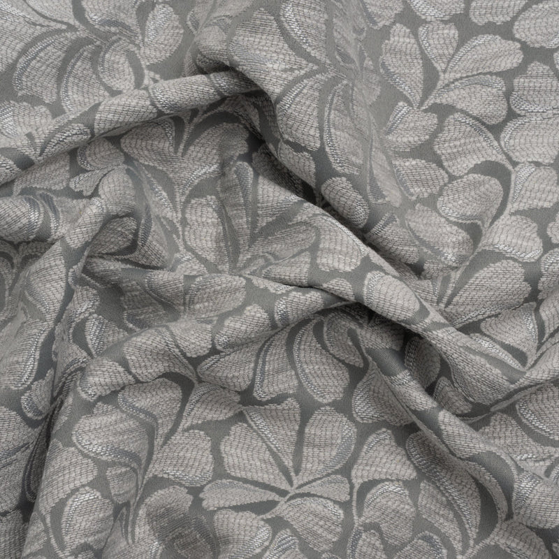 Drapery Jacquard - Steel All-Over Leaves - British Imported