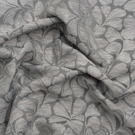 Drapery Jacquard - Steel All-Over Leaves - British Imported