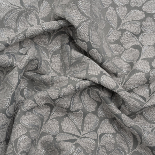 Drapery Jacquard - Steel All-Over Leaves - British Imported