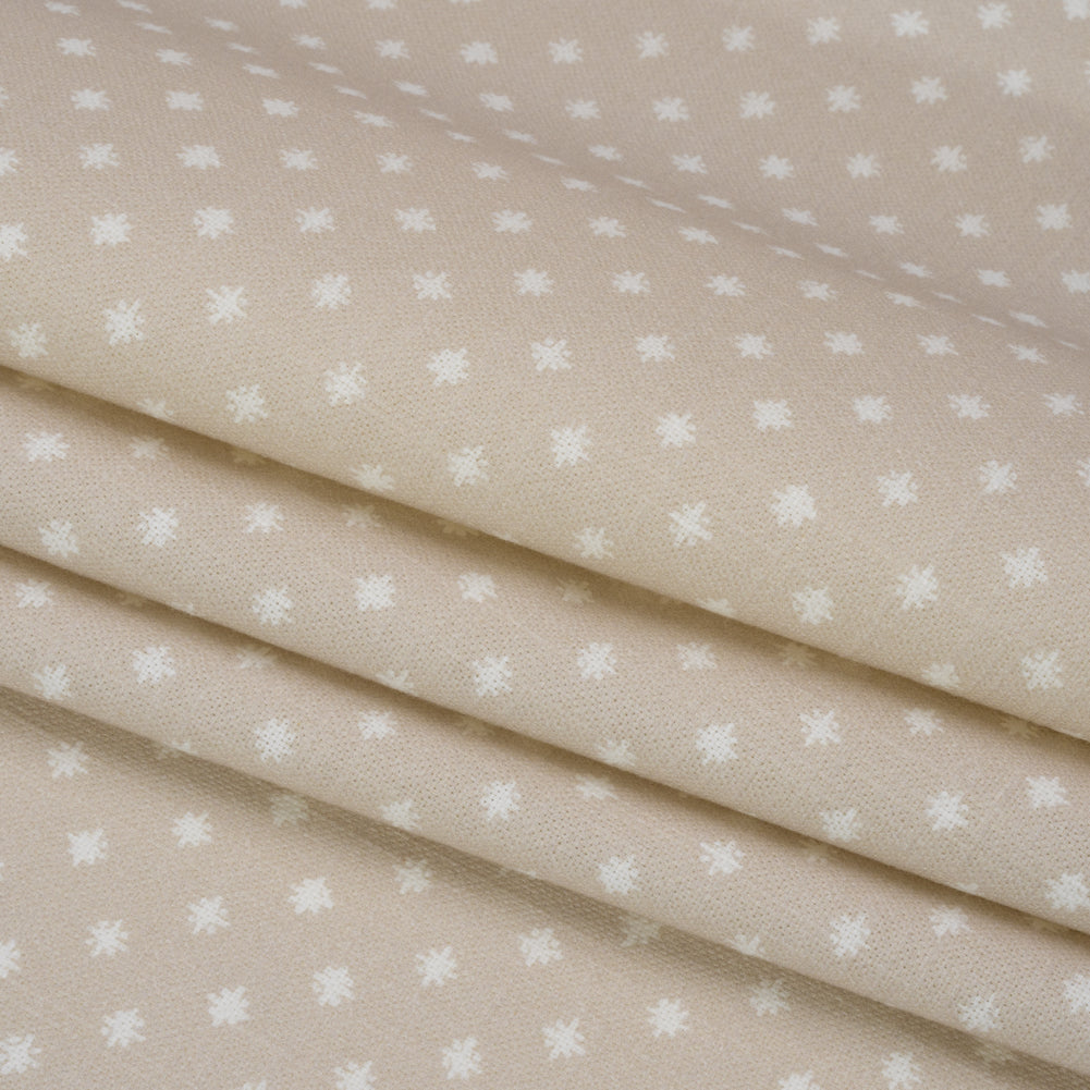 Slubbed Cotton Canvas Print - Almond Little Stars - British Imported