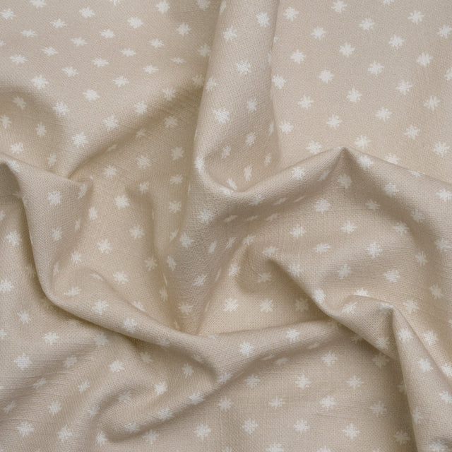Slubbed Cotton Canvas Print - Almond Little Stars - British Imported