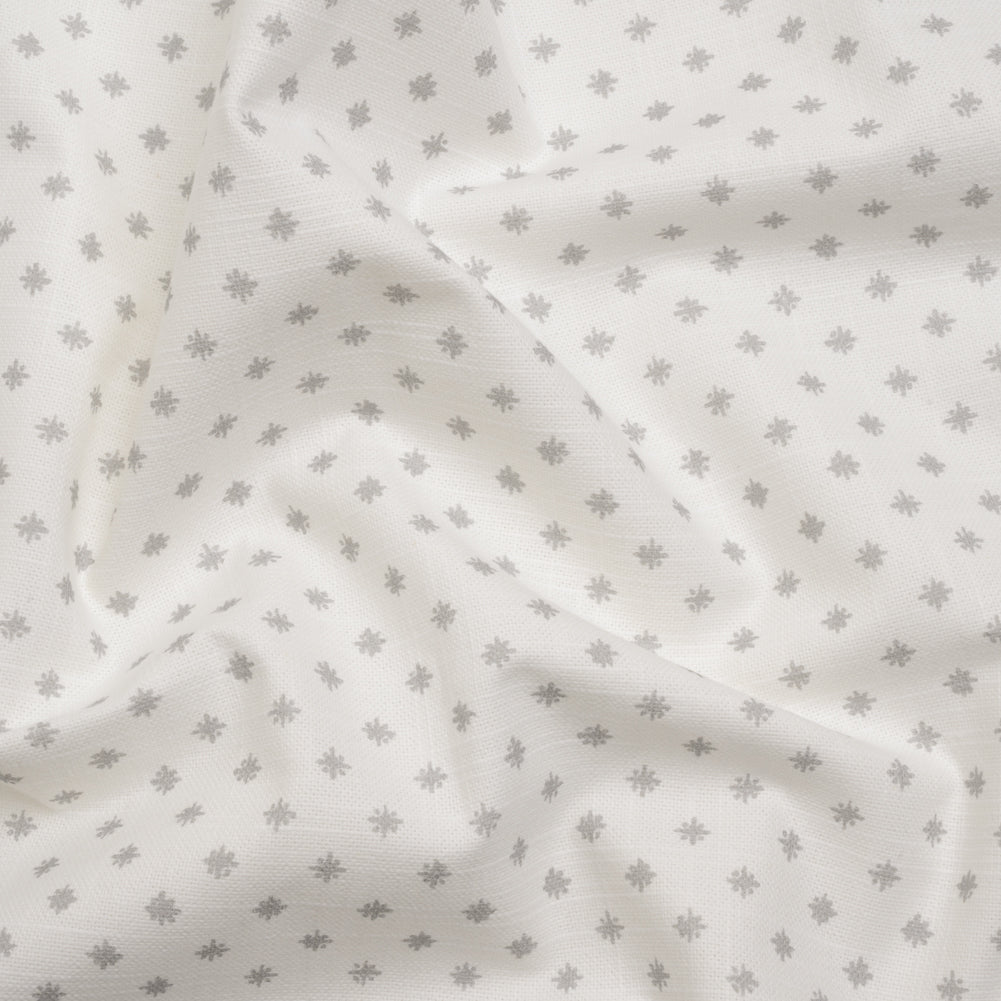 Slubbed Cotton Canvas Print - Silver Little Stars - British Imported