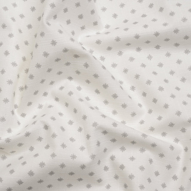 Slubbed Cotton Canvas Print - Silver Little Stars - British Imported