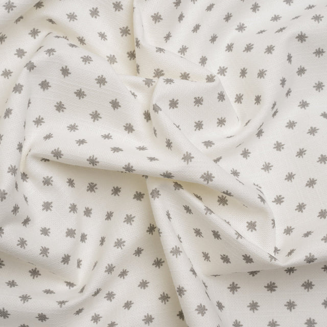 Slubbed Cotton Canvas Print - Steel Little Stars - British Imported