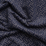 Chenille Jacquard - French Navy Geometric Basketweave - British Imported