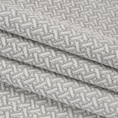 Chenille Jacquard - Steel Geometric Basketweave - British Imported