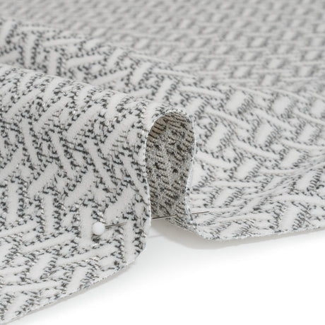 Chenille Jacquard - Steel Geometric Basketweave - British Imported