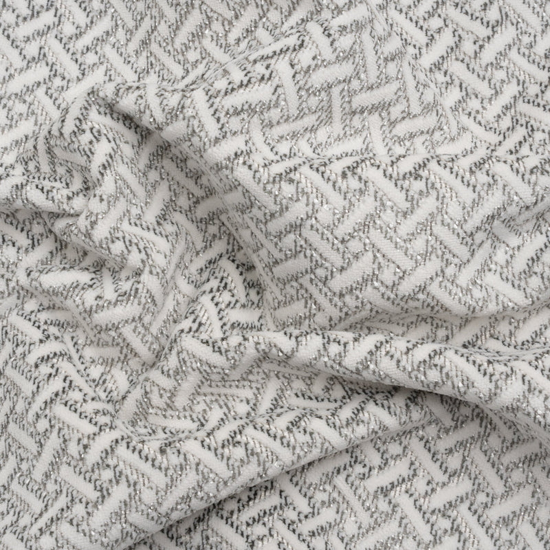 Chenille Jacquard - Steel Geometric Basketweave - British Imported