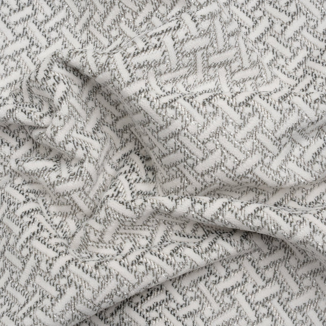 Chenille Jacquard - Steel Geometric Basketweave - British Imported