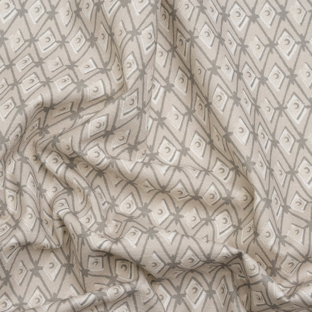 Slubbed Cotton Canvas Print - Almond Diamonds - British Imported