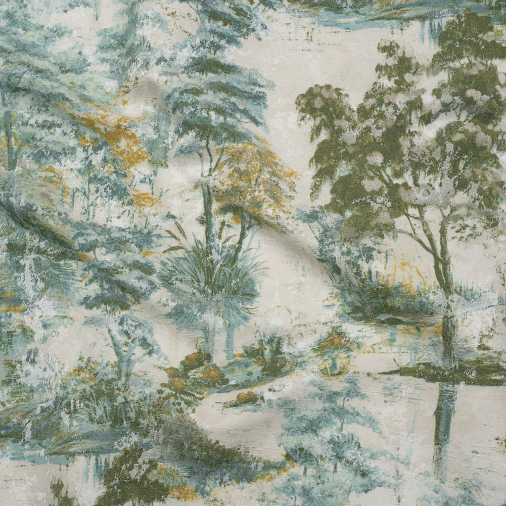 Drapery Jacquard Print - Jade Dreamy Trees - British Imported
