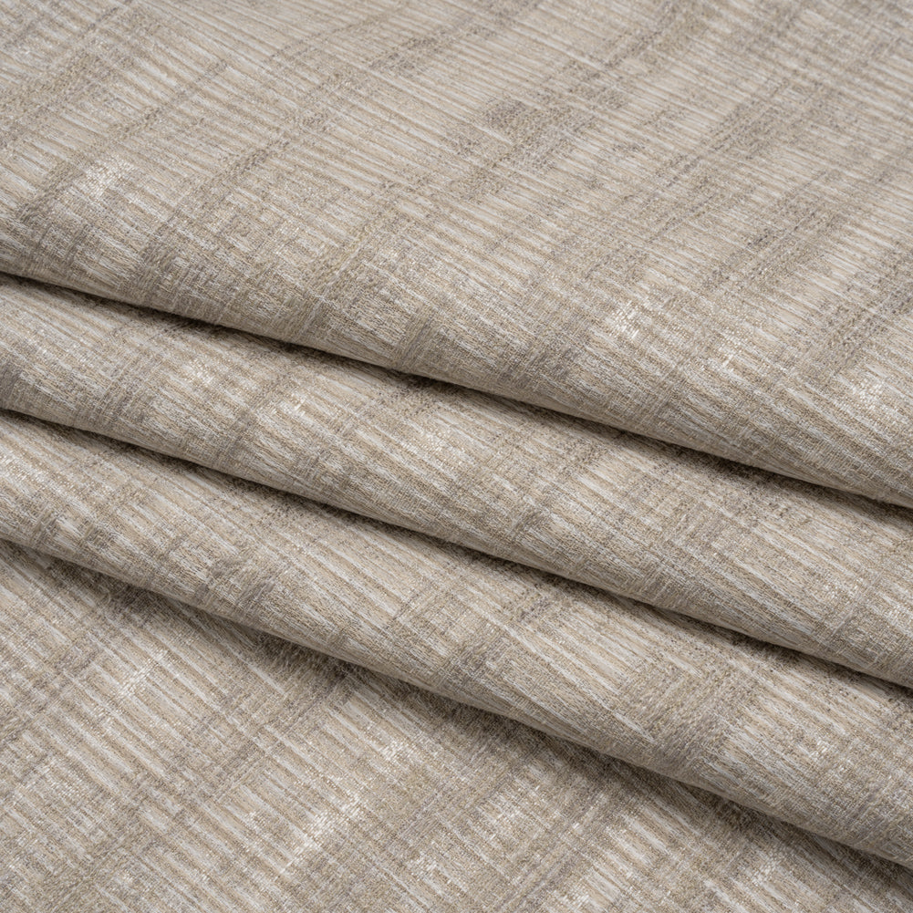 Textured Recycled Polyester Drapery Jacquard - Oyster Abstract - British Imported