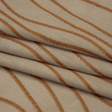 Embroidered Linen-Look Polyester Drapery Woven - Copper Leafy Wavy Lines and Watercolor Texture - British Imported