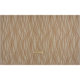 Embroidered Linen-Look Polyester Drapery Woven - Copper Leafy Wavy Lines and Watercolor Texture - British Imported