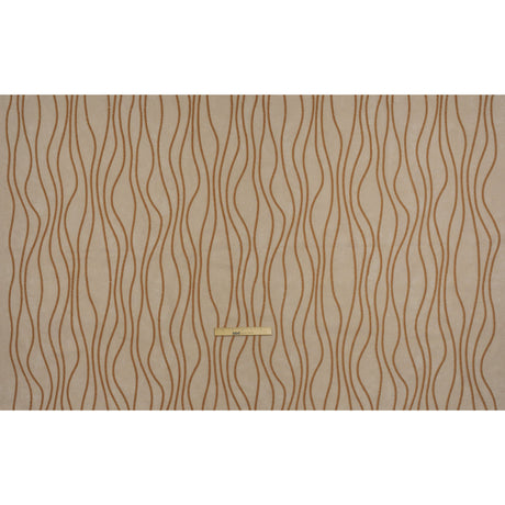 Embroidered Linen-Look Polyester Drapery Woven - Copper Leafy Wavy Lines and Watercolor Texture - British Imported