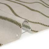 Embroidered Linen-Look Polyester Drapery Woven - Moss Leafy Wavy Lines and Watercolor Texture - British Imported