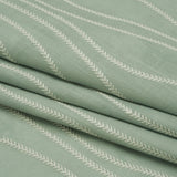 Embroidered Linen-Look Polyester Drapery Woven - Opal Leafy Wavy Lines and Watercolor Texture - British Imported